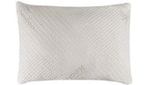 Snuggle-Pedic Ultra-Luxury Bamboo Shredded Memory Foam Pillow Combination With Adjustable Fit and Zipper Removable Kool-Flow Breathable Cooling Hypoallergenic Pillow Cover (Queen)