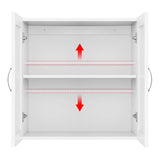 Topeakmart White Wooden Bathroom Wall Cabinet Toilet Medicine Storage Organizer with Adjustable Shelf Cupboard Unit