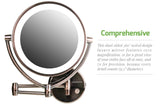 Ovente Wall Mount,USB Adapter Operated, Dimmable LED Lighted Makeup Mirror, 1x/7x Magnification, 9.5 inch, Antique Brass (MLW45AB1x7x)
