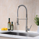 GICASA Upgraded Version Sprayer Solid Brass Commercial Style Single Handle Pull Out Sprayer Kitchen faucet, Brushed Nickel Stainless Steel Pull Down Kitchen Sink Faucets