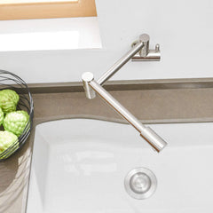 Aquafaucet Wall Mounted Pot Filler Kitchen Faucet With Double Joint Swing Arm Brushed Nickel